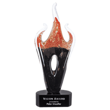 Load image into Gallery viewer, 16" Red and Black Flame Art Glass, Personalized Engraving Gifts shipped from USA.