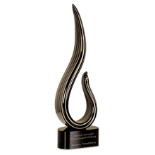 Load image into Gallery viewer, 15" Black & Gold Curve Art Glass, Personalized Engraving Gifts shipped from USA.