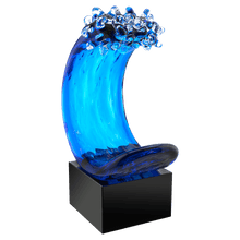 Load image into Gallery viewer, 8 1/2" Blue Wave Art Glass, Personalized Engraving Gifts shipped from USA.