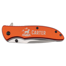 Load image into Gallery viewer, Bison River 4 1/4" Pocket Knife, Anodized Aluminum/Stainless Steel, Personalized Engraving Gifts shipped from USA.