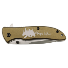 Load image into Gallery viewer, Bison River 4 1/4" Pocket Knife, Anodized Aluminum/Stainless Steel, Personalized Engraving Gifts shipped from USA.