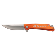 Load image into Gallery viewer, Bison River 4" Pocket Knife with Ball Bearing Open Mechanism, Anodized Aluminum/Stainless Steel, Personalized Engraving Gifts shipped from USA.