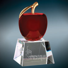 Load image into Gallery viewer, 6" Red Crystal Apple with Clear Base, Personalized Engraving Gifts shipped from USA.