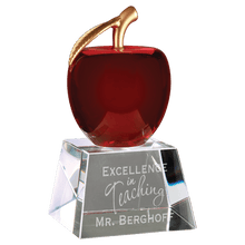 Load image into Gallery viewer, 6" Red Crystal Apple with Clear Base, Personalized Engraving Gifts shipped from USA.