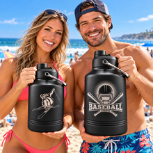 Load image into Gallery viewer, Personalized Polar Camel Insulated Jug, 64 oz or 128 oz, Black Stainless Steel, Laser Engraved