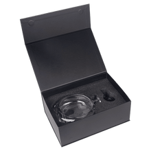 Load image into Gallery viewer, 750ml Flat Round Glass Decanter Set with Four 10 oz. Rocks Glasses. Personalized Engraving Gifts shipped from USA.