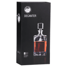 Load image into Gallery viewer, Custom 810ml Rectangle Glass Decanter Set with Four 8 oz. Glasses in a Black Gift Box