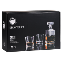 Load image into Gallery viewer, Custom 750ml Square Glass Decanter Set with Four Glasses and Gift Box