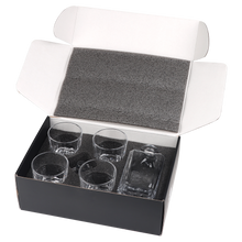 Load image into Gallery viewer, Custom 750ml Square Glass Decanter Set with Four Glasses and Gift Box