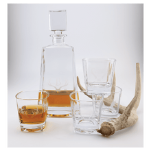 Load image into Gallery viewer, 750ML 12" Tequila Decanter Set with Four 8 oz. Glasses in a Black Gift Box with Printed Paper Sleeve. Personalized Engraving Gifts shipped from USA.