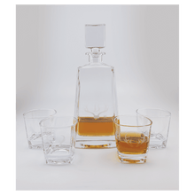 Load image into Gallery viewer, 750ML 12" Tequila Decanter Set with Four 8 oz. Glasses in a Black Gift Box with Printed Paper Sleeve. Personalized Engraving Gifts shipped from USA.