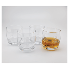 Load image into Gallery viewer, 750ml Flat Round Glass Decanter Set with Four 10 oz. Rocks Glasses. Personalized Engraving Gifts shipped from USA.