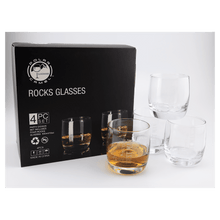 Load image into Gallery viewer, 750ml Flat Round Glass Decanter Set with Four 10 oz. Rocks Glasses. Personalized Engraving Gifts shipped from USA.