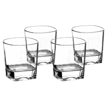 Load image into Gallery viewer, Custom 810ml Rectangle Glass Decanter Set with Four 8 oz. Glasses in a Black Gift Box