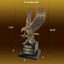 Load image into Gallery viewer, 10 3/4" Antique Gold Eagle with Base, two options of Custom Plates, Personalized Engraving Gifts shipped from USA.