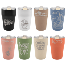Load image into Gallery viewer, Engraved Christmas Tumbler, 13 oz Polar Camel Ceramic-Lined Coffee Cup with Slider Lid, 25 Holiday Designs, 8 Colors Personalized Engraving Gifts shipped from USA.