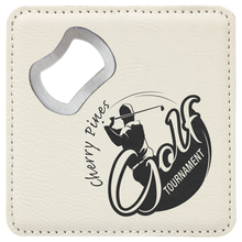 Load image into Gallery viewer, Custom 4" x 4" Square Laser Leatherette Bottle Opener Coaster, Personalized Engraving Gifts shipped from USA.