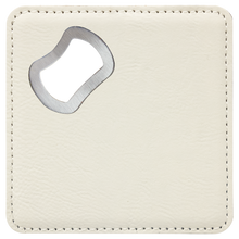 Load image into Gallery viewer, Custom 4" x 4" Square Laser Leatherette Bottle Opener Coaster, Personalized Engraving Gifts shipped from USA.