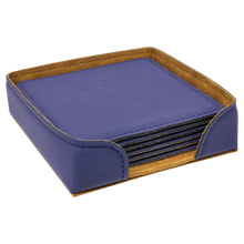 Load image into Gallery viewer, Custom 4" x 4" Square Laser Leatherette 6-Coaster Set, Personalized Engraving Gifts shipped from USA.