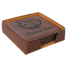 Load image into Gallery viewer, Custom 4" x 4" Square Laser Leatherette 6-Coaster Set, Personalized Engraving Gifts shipped from USA.