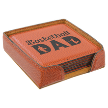 Load image into Gallery viewer, Custom 4" x 4" Square Laser Leatherette 6-Coaster Set, Personalized Engraving Gifts shipped from USA.
