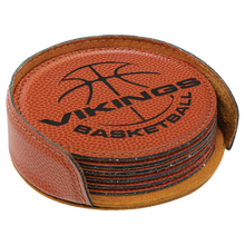Load image into Gallery viewer, Custom 4" Round Laserable Leatherette 6-Coaster Set, Personalized Engraving Gifts shipped from USA.