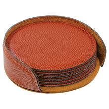 Load image into Gallery viewer, Custom 4" Round Laserable Leatherette 6-Coaster Set, Personalized Engraving Gifts shipped from USA.