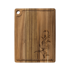 Load image into Gallery viewer, Acacia Cutting Board with Drip Ring and Corner Hole, Personalized Engraving Gifts shipped from USA.