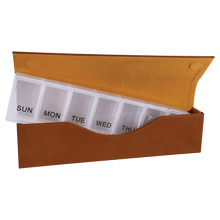 Load image into Gallery viewer, Pill Box Schedule 9 3/4" x 2 1/2" , Leatherette, Personalized Engraving Gifts shipped from USA