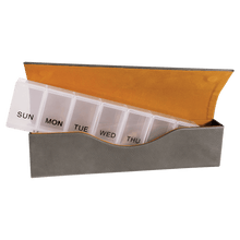 Load image into Gallery viewer, Pill Box Schedule 9 3/4" x 2 1/2" , Leatherette, Personalized Engraving Gifts shipped from USA