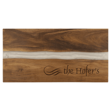 Load image into Gallery viewer, Acacia with White Pearl Resin Serving Board, Personalized Engraving Gifts shipped from USA.