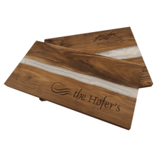 Load image into Gallery viewer, Acacia with White Pearl Resin Serving Board, Personalized Engraving Gifts shipped from USA.