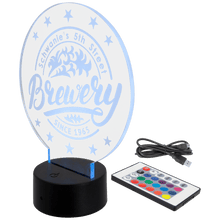 Load image into Gallery viewer, Custom LED Acrylic Sign with RGB Light Base, Engraved Acrylic Display, 16 Color LED Night Light Cocktail Menu, Bar Sign, Logo Display