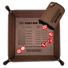 Load image into Gallery viewer, Personalized Dice Tray and Cup Set, Faux Leather Farkle Game, Personalized Engraving Gifts shipped from USA.