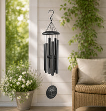 Load image into Gallery viewer, Black Powder Coated Aluminum Wind Chime, Personalized Engraving Gifts shipped from USA.