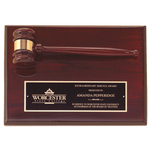 Load image into Gallery viewer, Rosewood Piano Finish Gavel Plaque with Black Laser Brass Plate