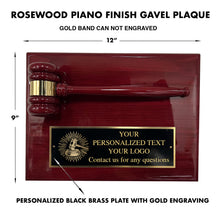 Load image into Gallery viewer, Piano Finish Gavel Plaque with Black Laser Brass Plate