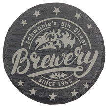 Load image into Gallery viewer, Whiskey Set with Two Glasses, Two 4" Slate Coasters, and Eight Granite Whiskey Stones-Black Lazerburst Lasers to Silver