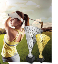 Load image into Gallery viewer, Silver/Gold Metal Flag Cup Trophy with free custom plate, Personalized Engraving Gifts shipped from USA.