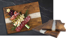Load image into Gallery viewer, Acacia with White Pearl Resin Serving Board, Personalized Engraving Gifts shipped from USA.