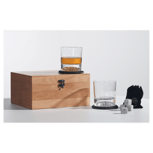 Load image into Gallery viewer, Red Alder Whiskey Bachelor Set with Two 9 oz. Glasses, Two 4" Slate Coasters and Eight Granite Whiskey Stones