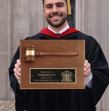 Load image into Gallery viewer, Piano Finish Gavel Plaque with Black Laser Brass Plate