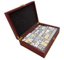 Load image into Gallery viewer, Custom Double Twelves Dominos Set with 91 Dominos in Luxury Rosewood Smooth Finish Gift Box

