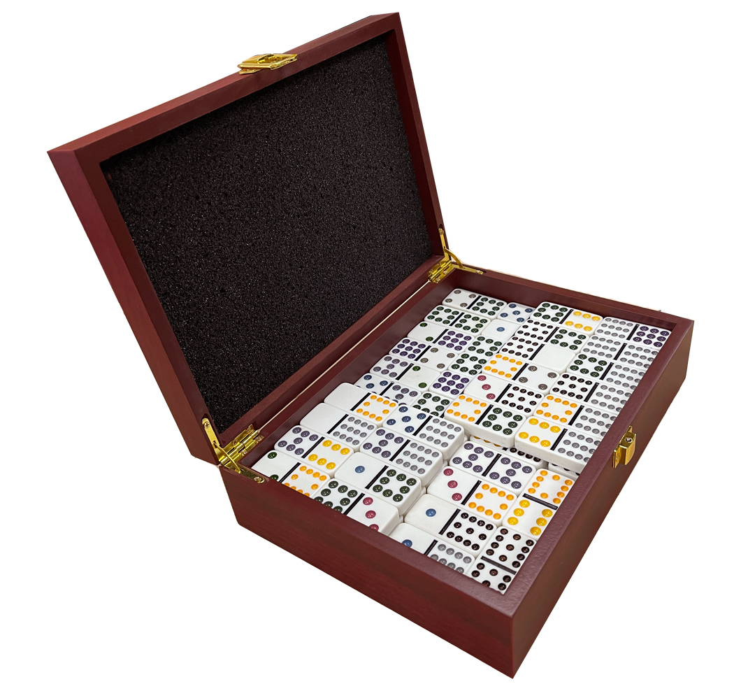 Custom Double Twelves Dominos Set with 91 Dominos in Luxury Rosewood Smooth Finish Gift Box