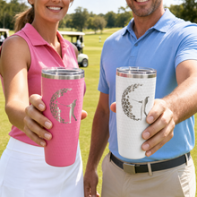 Load image into Gallery viewer, 20 oz. Golf Tumbler with Dimples and Clear Slider Lid, Polar Camel, Custom. Personalized Engraving Gifts shipped from USA.