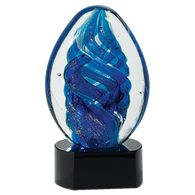 Load image into Gallery viewer, 6" Blue Oval Swirl Art Glass