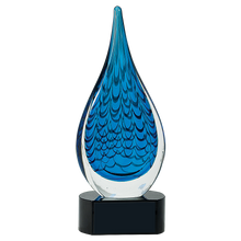 Load image into Gallery viewer, 12 1/2" Blue Raindrop Art Glass Size