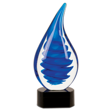 Load image into Gallery viewer, Personalize Blue Twist Raindrop Art Glass 10 1/4&quot; Size
