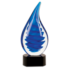 Load image into Gallery viewer, Personalize Blue Twist Raindrop Art Glass 10 1/4" Size