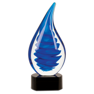 Personalize Blue Twist Raindrop Art Glass 10 1/4" Size